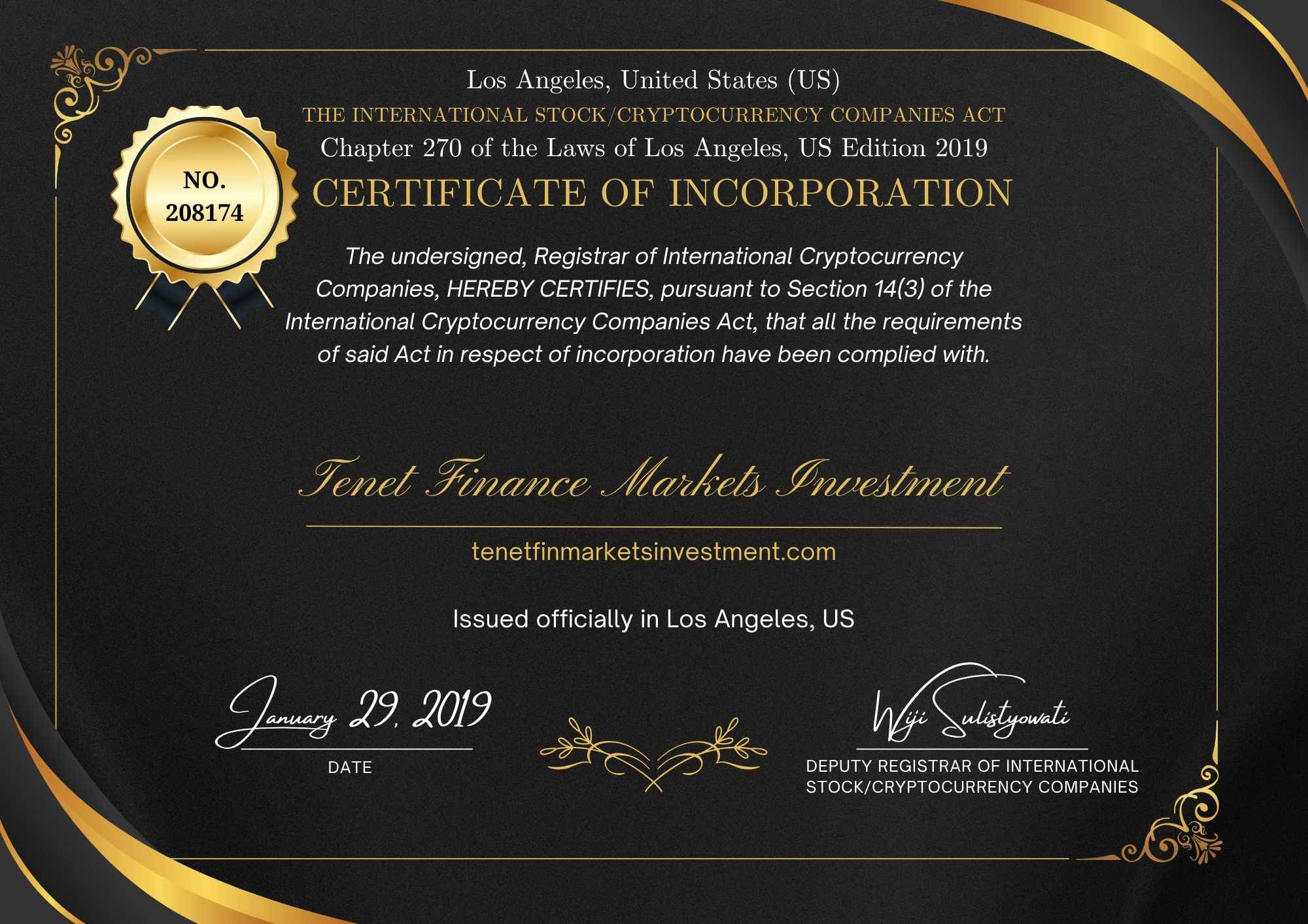 Certificate of incorporation